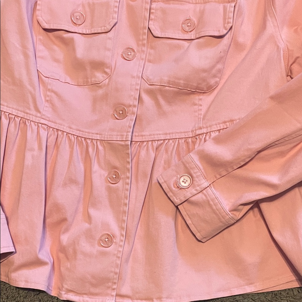 Torrid Light Pink Peplum Button-Up jacket - Picture 3 of 8